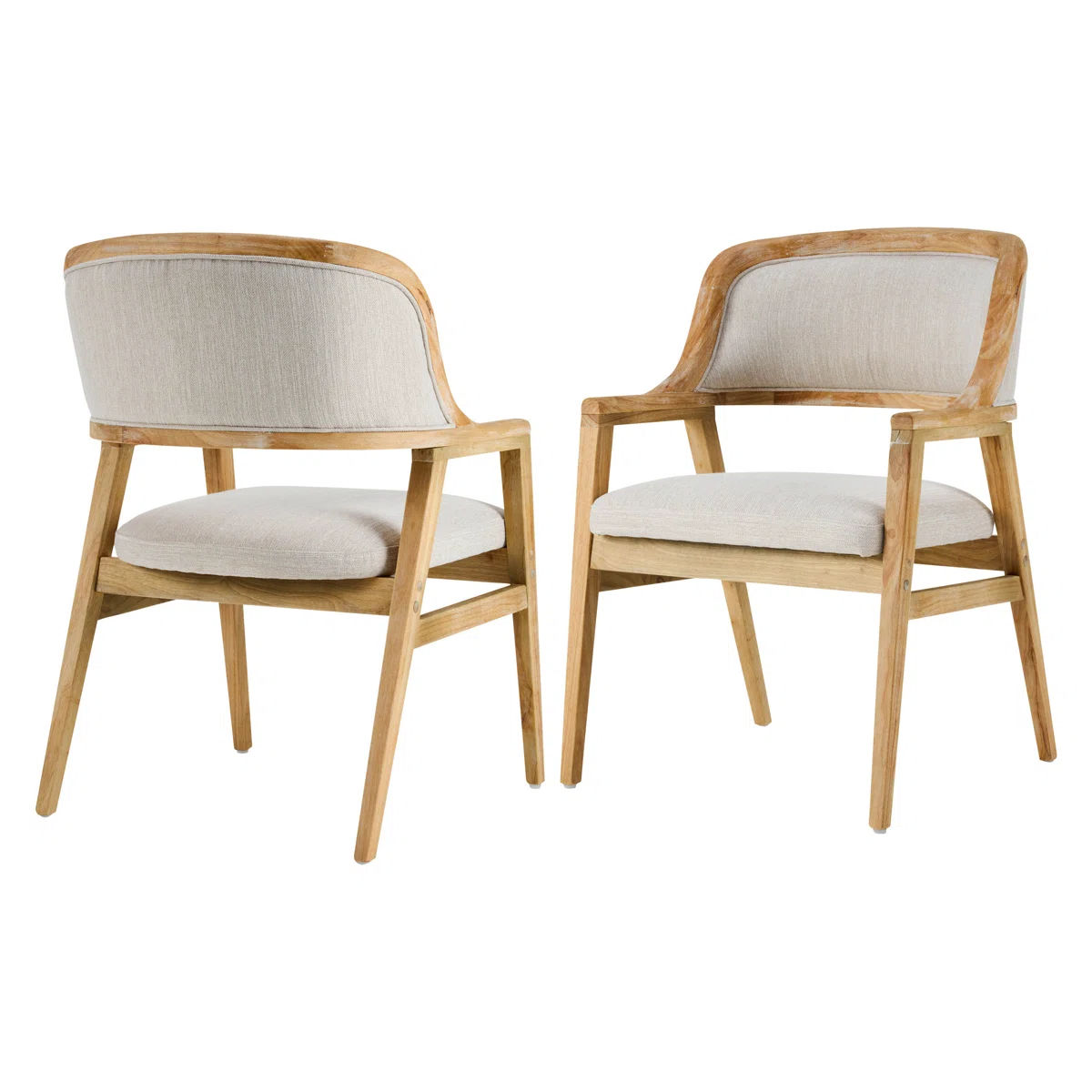 Benedict Mid-Century Modern Curved Upholstered Dining Chairs with Rubberwood Legs thumbnail 6